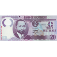 P149a Mozambique - 20 Meticals Year 2011 (Polymer)